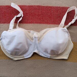 Vintage Bra 34B 1970's Montgomery Ward Womens White & Cream Style 1697 Boho Mom